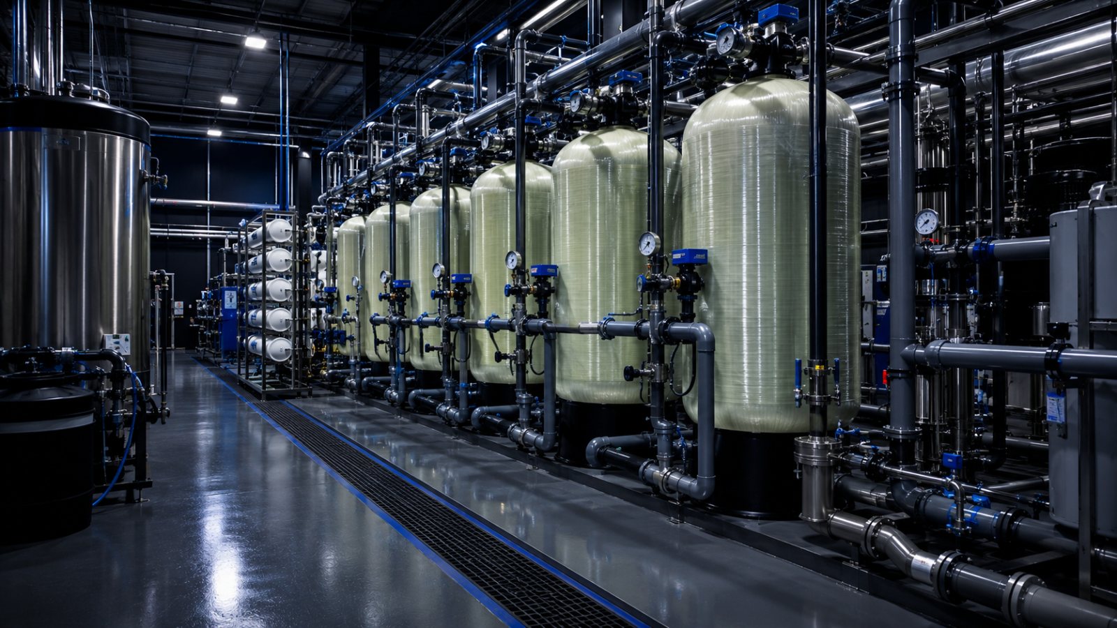 In-house water-treatment and regeneration facility